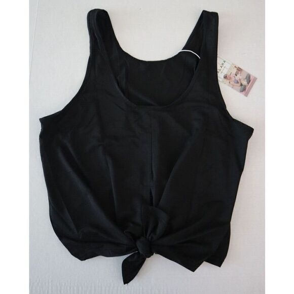 Halara Women's Sz Medium Black Round Neck Tie Front Play It My Way Tank Top - Picture 3 of 9